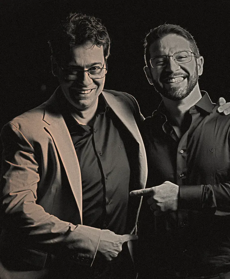 André Cia e Anthony Nichols, sócios na COPY S/A, em retrato de alto contraste
