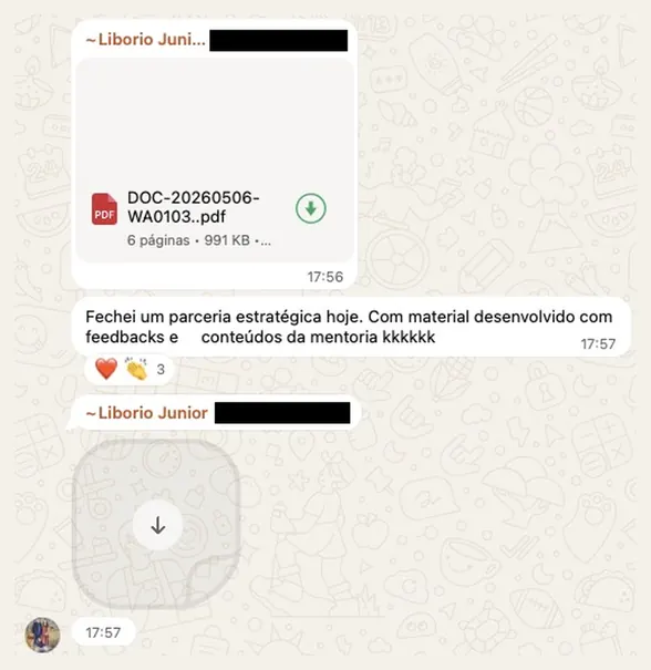 Libório Junior · parceria estratégica fechada com material feito na mentoria